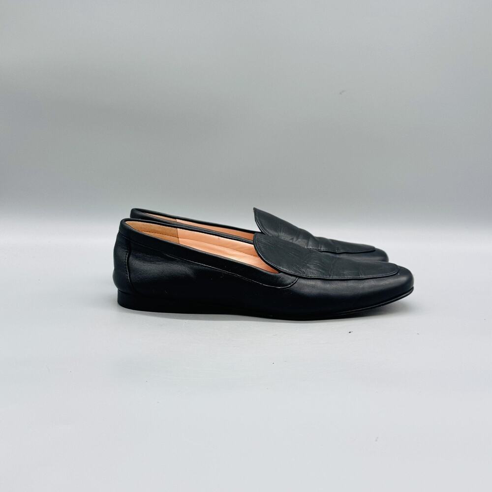 J Crew Shoes Womens 6.5 Black Leather Loafer Flats Slip On Casual Comfort